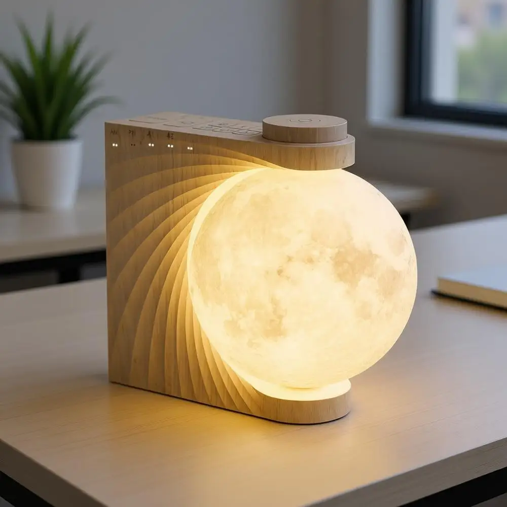 

Будильник для спальни, свет для пробуждения для детей и подростков, звук белого шума, двойной будильник с лунным светом для глубокого сна, ночник.