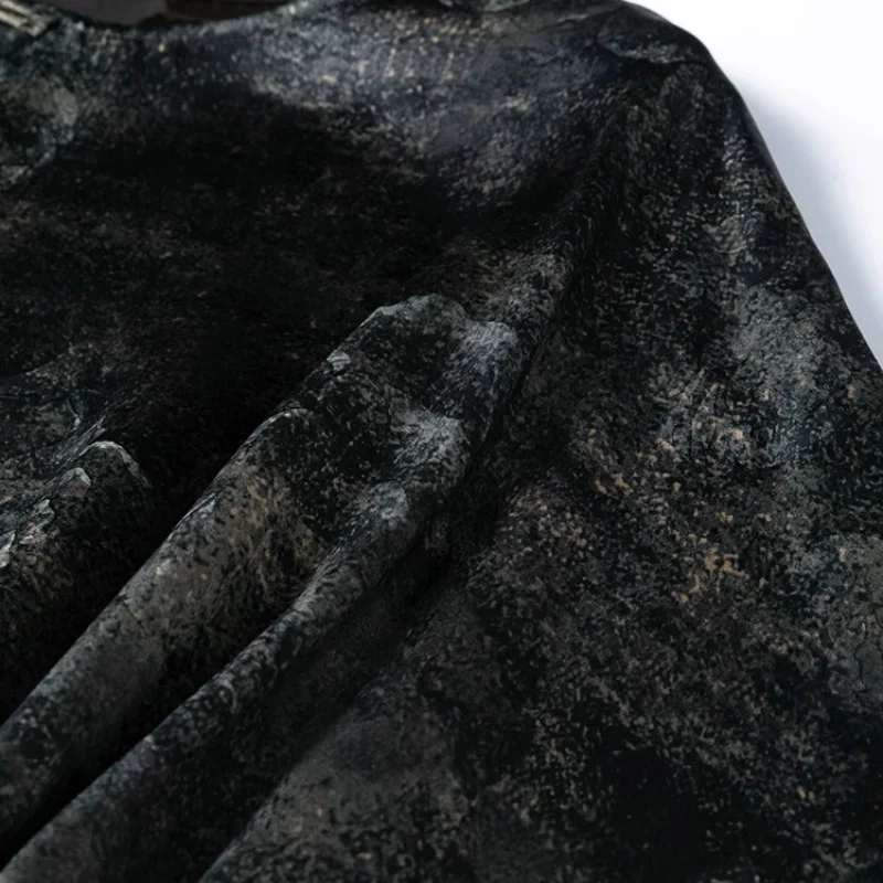 BirdTree 45MM 100% soie de mûrier noir robe dorée, femme lourd Satin col rond manches longues ceinture robes, 2025 été nouveau D57312JF