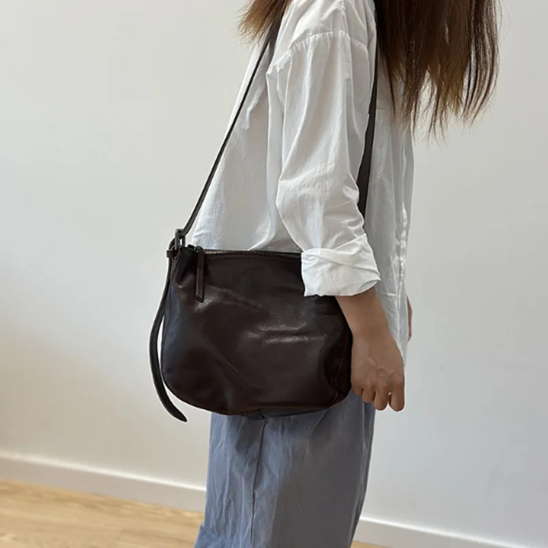 

2025 new leather women's bag tide Europe and America fashion first layer cowhide bag Boston single shoulder handbag for women