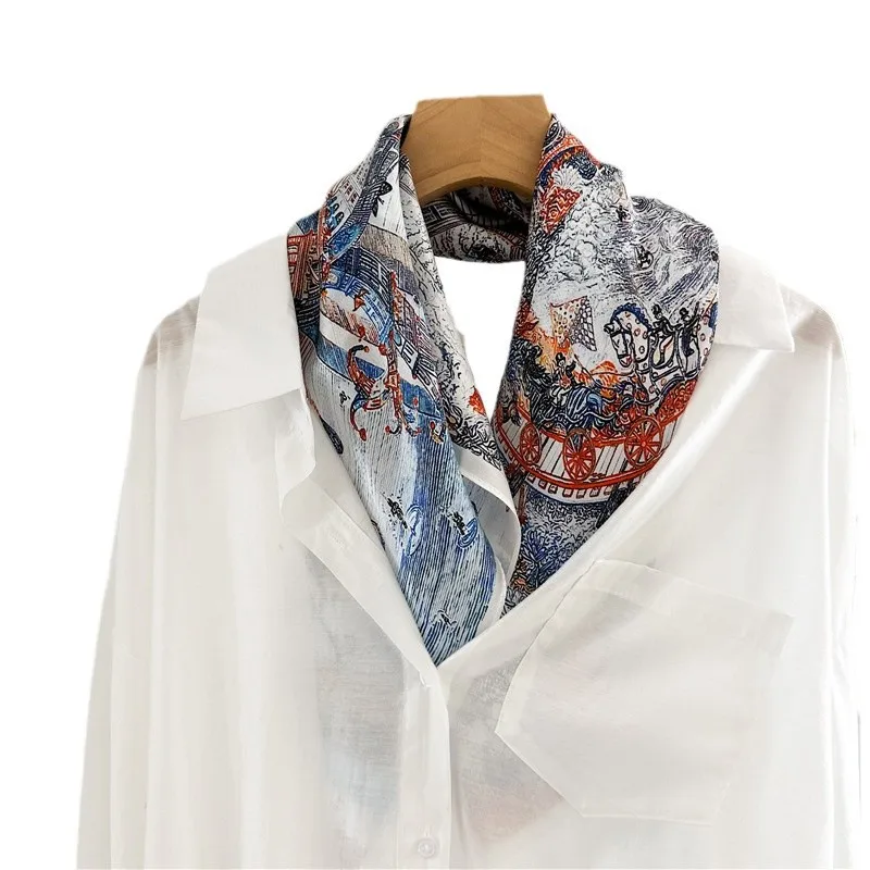 Foulard de luxe en soie de mûrier pour femmes, châles doux, sac de tête et de cou, ceinture Bandana, accessoires cadeau