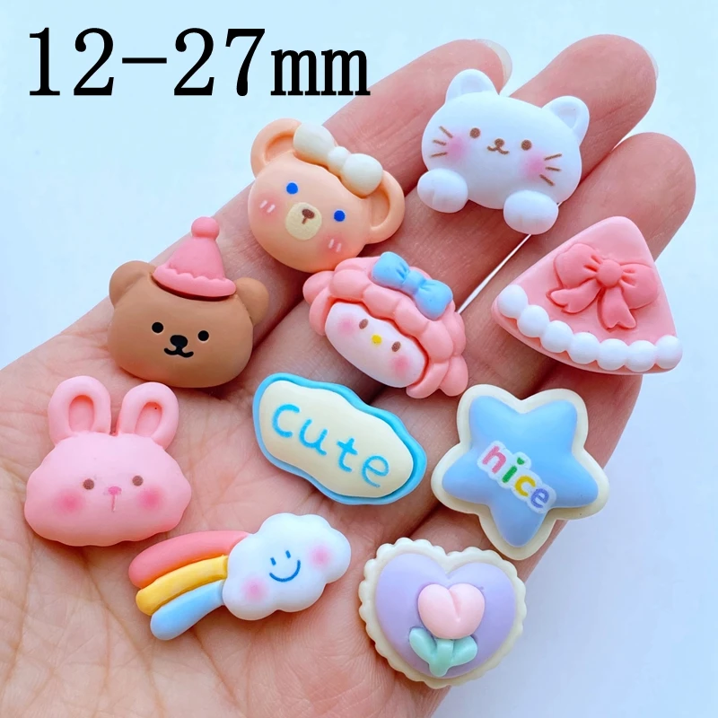 10Pcs New Cute Mini Cartoon Animal Head Flat Back Resin Cabochons Scrapbooking DIY Jewelry Craft Decoration Accessorie