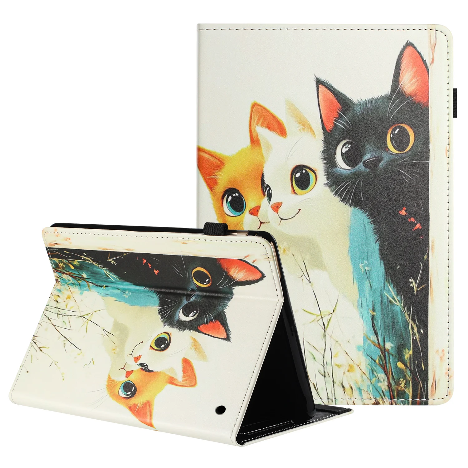 For Amazon Kindle Fire Max 11 2023 Tablet Case Litchi Texture Pattern Printing Leather Cover Auto Sleep  /  Wake with Card Holde