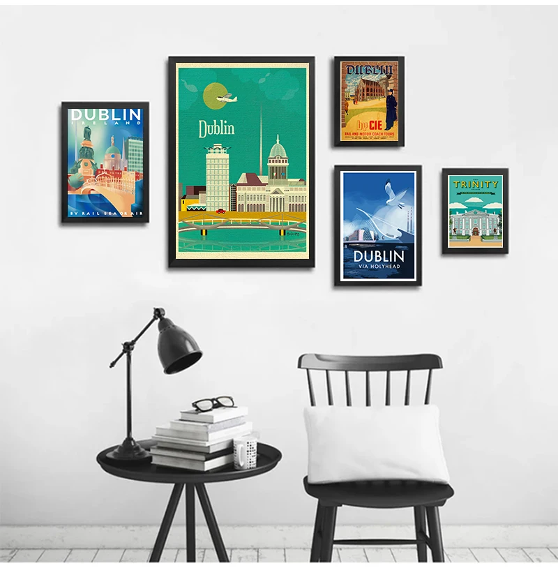 Dublin Capital City of Ireland Trinity College Travel Canvas Paintings Kraft Posters Coated Wall Stickers Home Decoration Gift