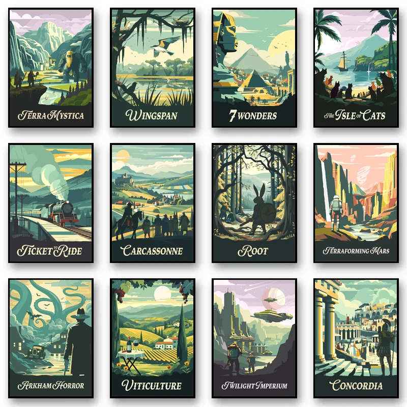 Board Game Wingspan - Cartoon Abstract Game Scene Landscape Magic