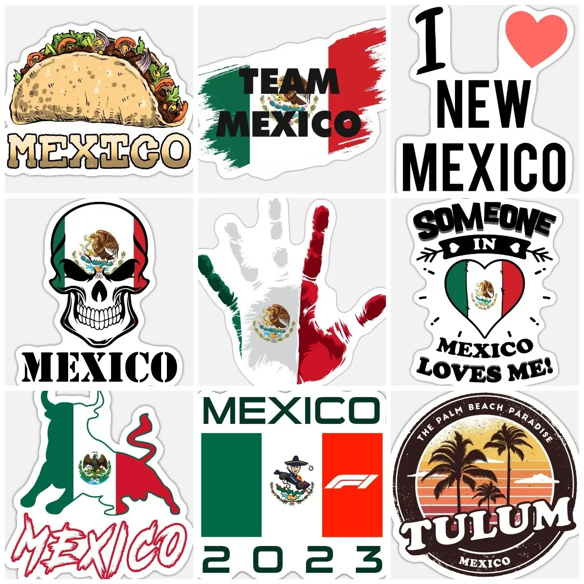 

Mexican Flag Burrito Creative Sticker Laptop Car Window Wall Truck Glass Helmet Racing Off-road Decal Waterproof Customizable