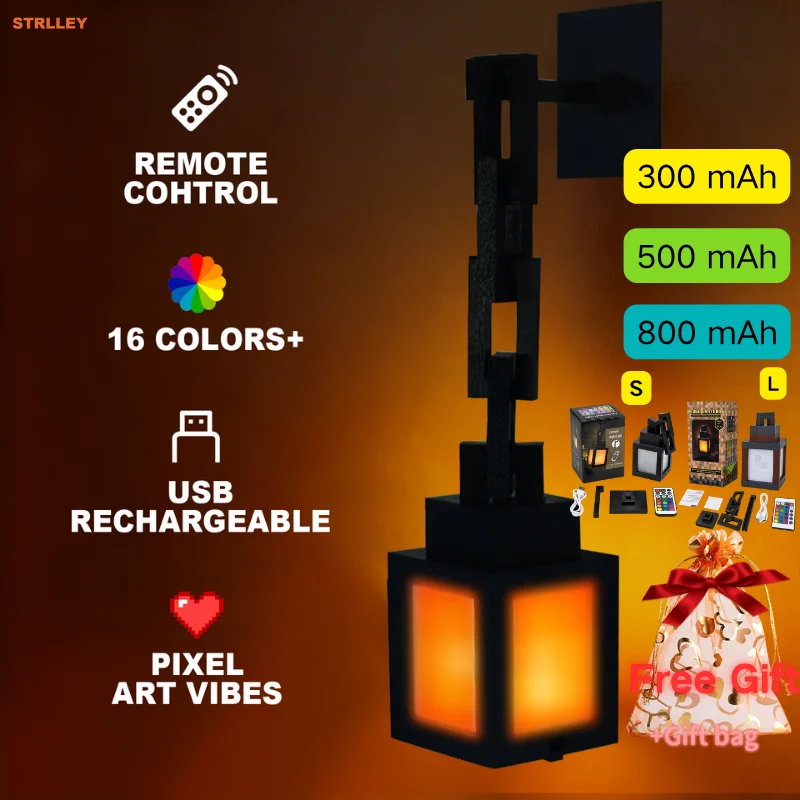 16 Colors Lantern DIY Interior Decoration Festival Atmosphere Light Pixel Style Night Light Portable Lantern Tabletop Ornament