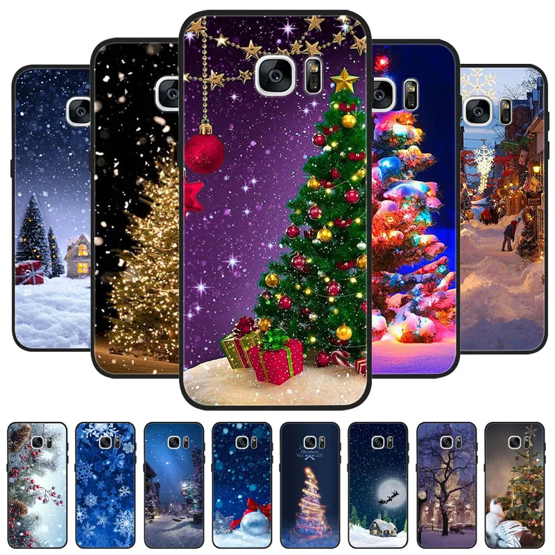 Capa de silicone macia com estampa natalina para Samsung S7 Edge, compatível com Samsung Galaxy S6, S7, S6 Edge, S7 Edge, S8, S9 Plus