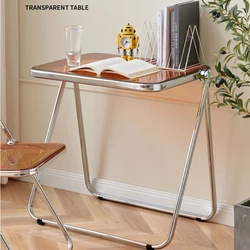 Simple Folding Dining Table Nordic ins Transparent Table Coffee Table Side Acrylic Portable Office Study Home Use