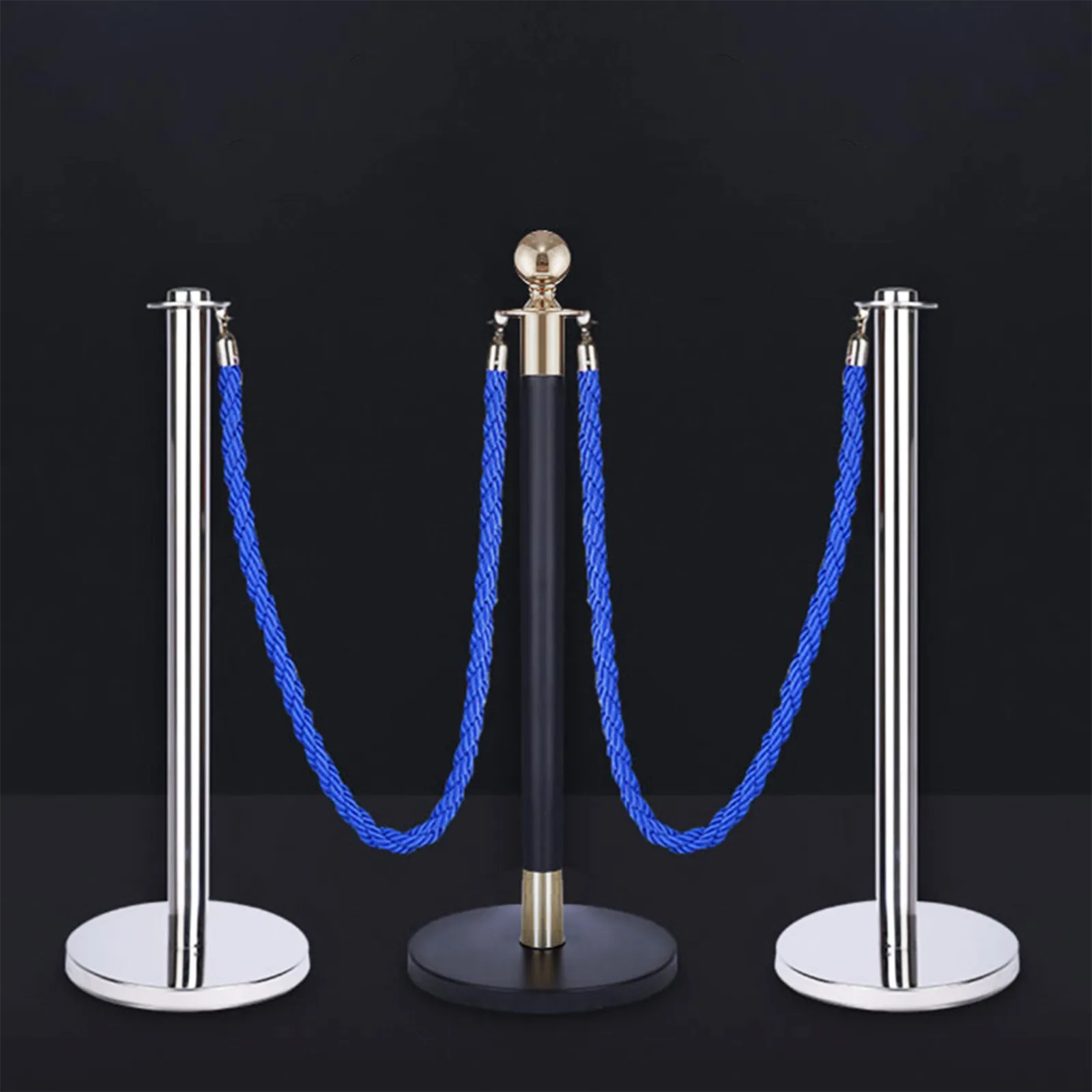 1.5M Queue Barrier Stanchion Post Rope Twisted Crowd Control With Hooks Durable Hemp Rope For Events Theaters Banks Golden