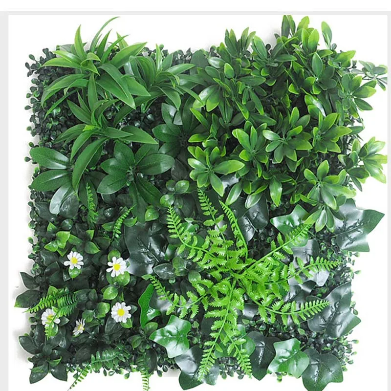 Indoor outdoor Decor plastic backdrop panel hanging faux artificial green plant leaves grass wall