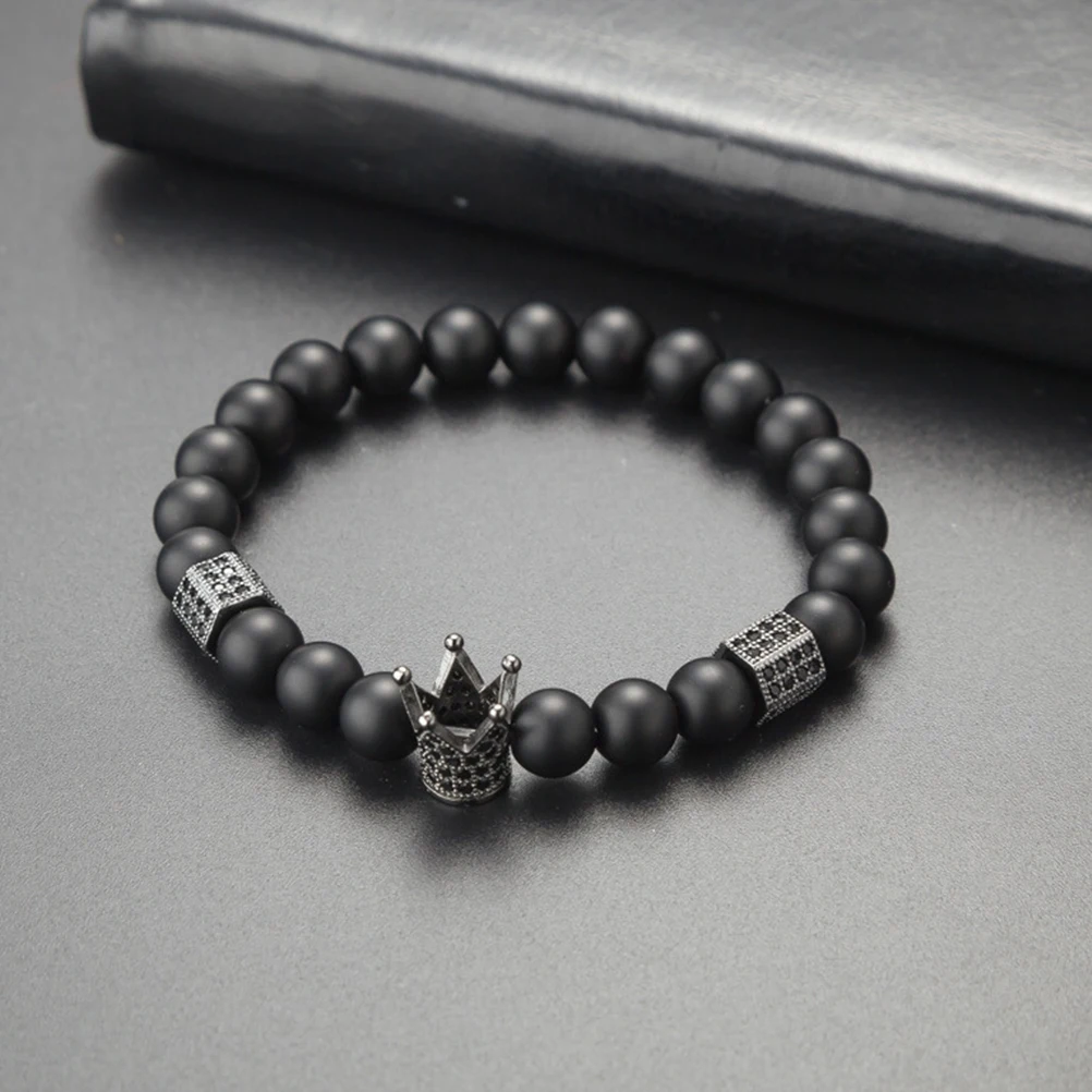 

2Pcs Crown Wrist Chain Zirconium Bracelet Durable Safe Comfortable Touch Fashion Jewelry Man Bracelet