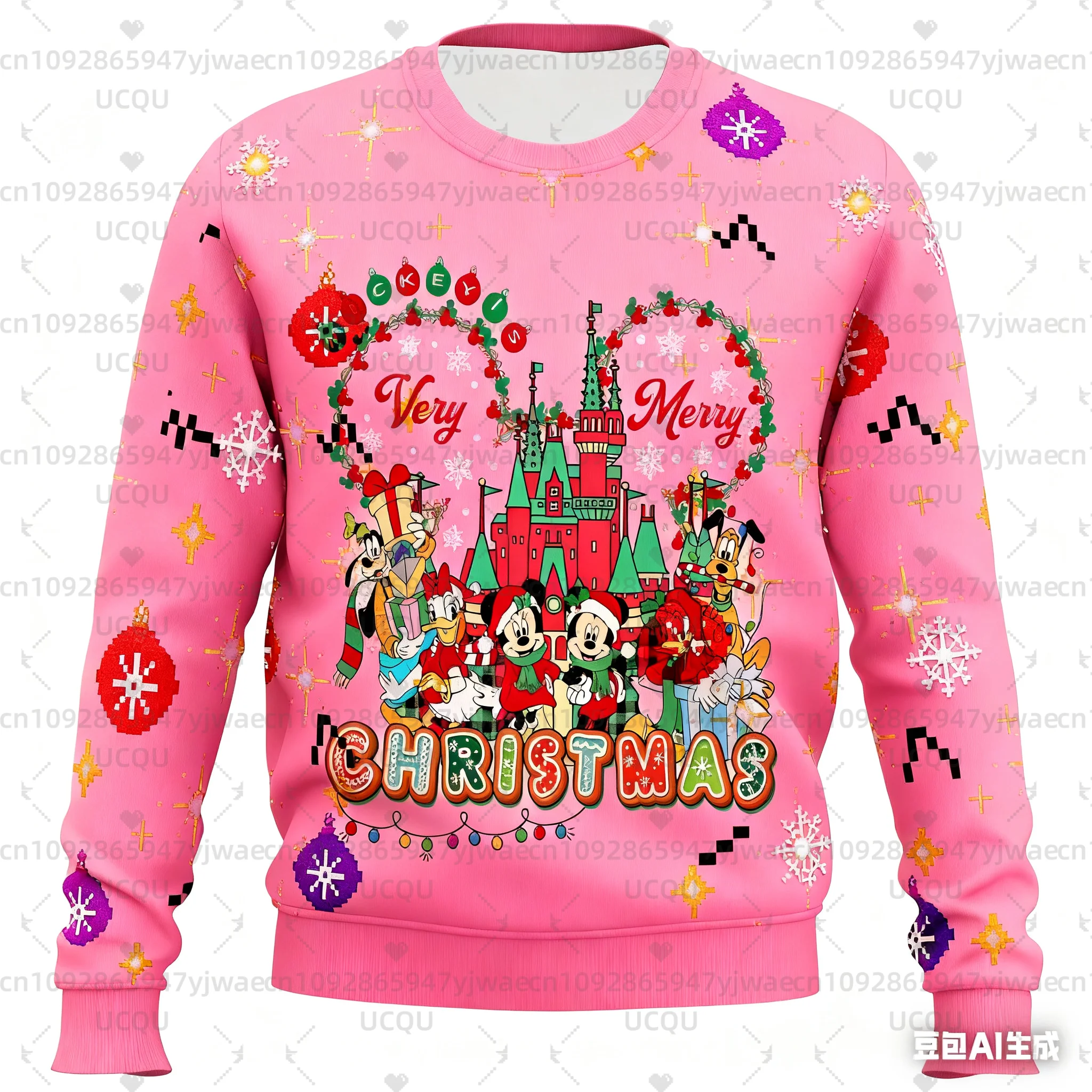 Dames Kerst Mickey Mouse en Vrienden Grafisch Sweatshirt Casual Pullover Outdoor Herensweatshirt