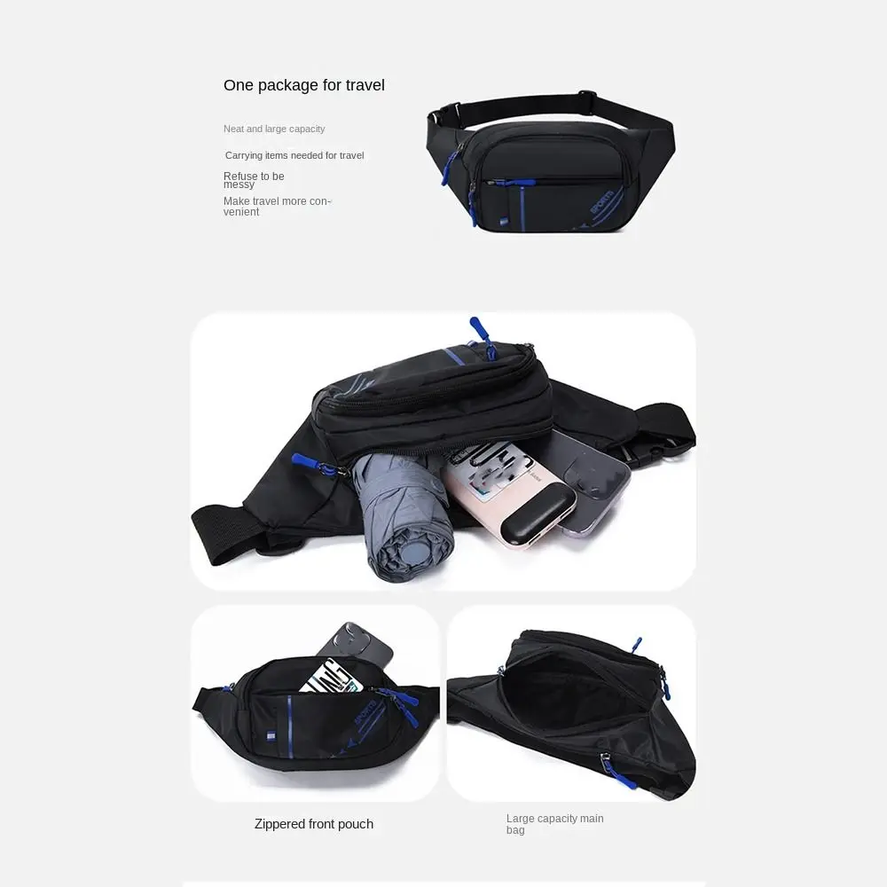 Anti-theft Men Waist Bag Fanny Pack Close Fitting Waist Bags Sports Waist Bags Waterproof Multi-layer Mobile Phone Waist Pack