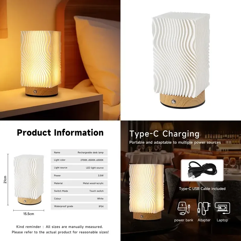 3W Touch Control Remote Bedside Lamp Three Color Dimmable Table Light for Hotel Home Decoration Nightstand Lighting