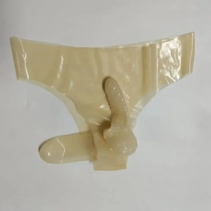 Men's Underpants With Front Back Sheath Fetish Panties Transparent Latex Exotic Sexy Underwear BF Briefs Safety Pants Gift