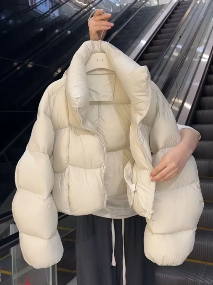 Płaszcz puchowy Sli White ort Puffball dla kobiet, zimowy, nowy model 2025, koreański styl, mały rozmiar, płaszcz typu bread coat, gruba odzież wierzchnia.