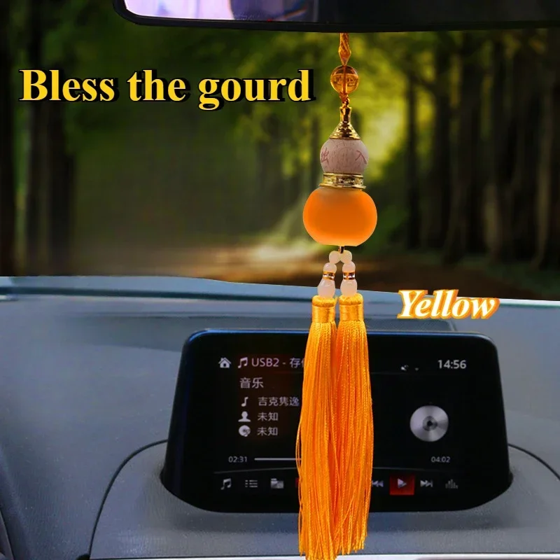 1pc Car\'S Creative Pendant Gourd Shaped Empty Bottle Chinese Red Handmade Products Personalized Jewelry Rearview Mirror Pendant