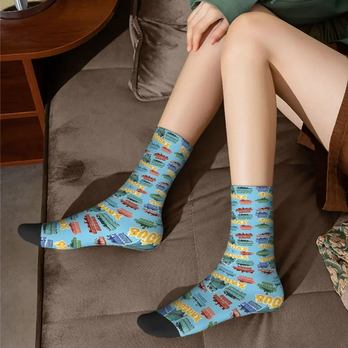 Bugsnax Locations Fan Art Pack Black Kinda Bug Socks Absorbing Stockings All Season Long Socks for Man's Woman Birthday Present