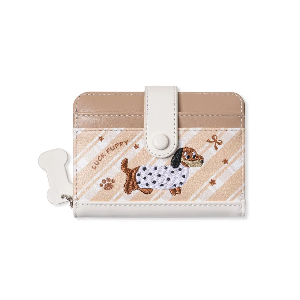 

Portable Embroidery Dachshund Dog Wallet PU Leather Cute Leather Card Holder Multiple Card Fashion