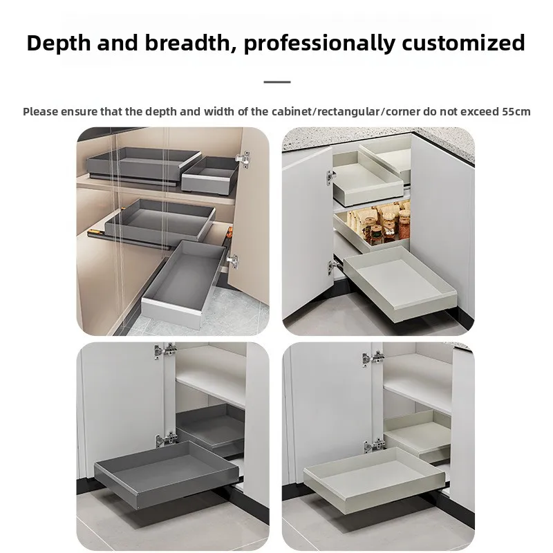 Kitchen corner basket cabinet inner rack, slide rail drawer type narrow cabinet ultra-deep cabinet