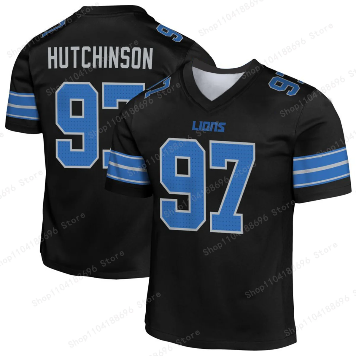 24-25 Summer Pop Team Football Jerseys Detroit Lions Tennis Jerseys Black T-Shirt Fast Drying Fashion Loose Breathable Y2K