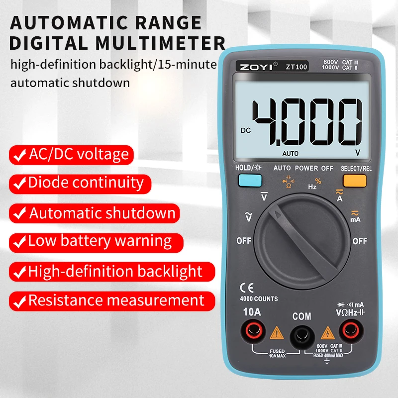 

ZOYI high precision automatic digital intelligent multimeter anti-burn home appliance maintenance ZT100 series multimeter