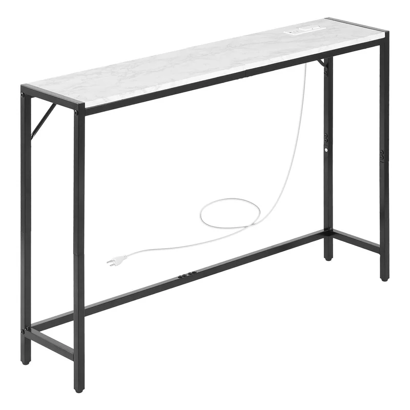 Modern Narrow Console Table with Built-in Power Outlet
