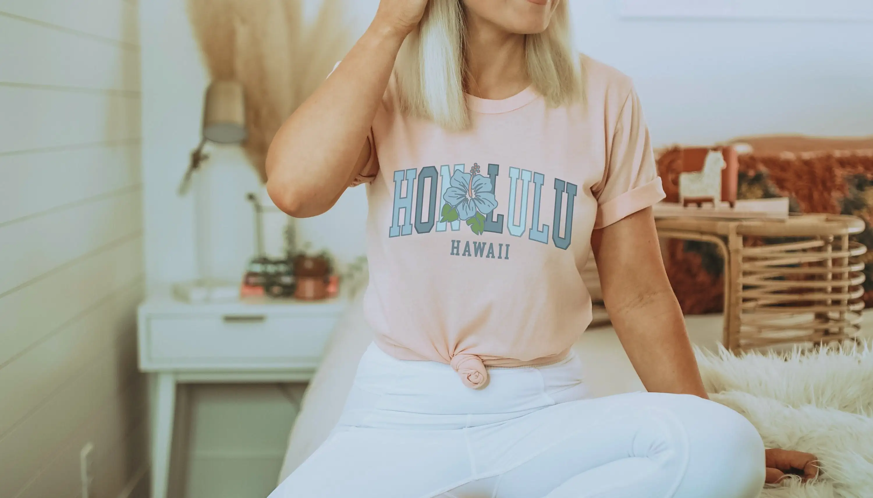 Honolulu Hibiscus T Shirt Cute Hawaii Hi Vacation Crewneck Beach Coverup