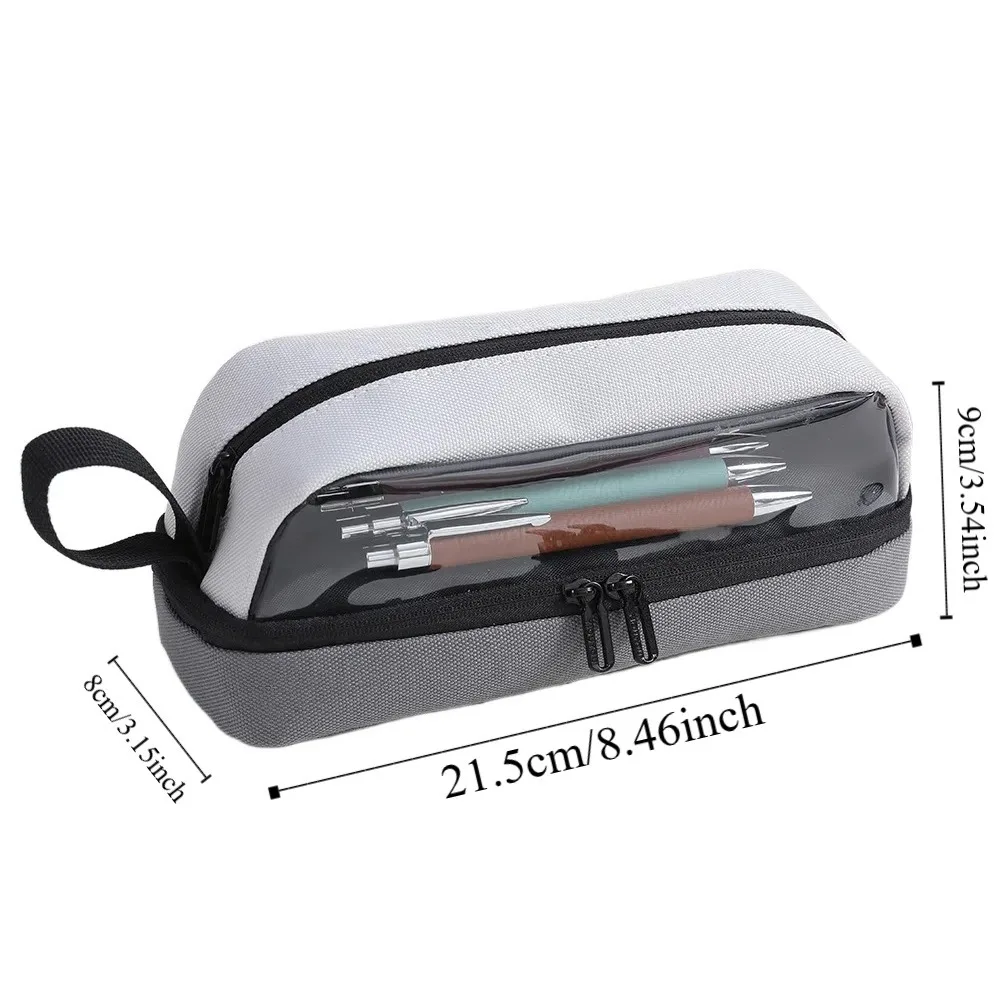 Personality Canvas Stationery Bag Multi Layer Large Capacity Pen Pouch School Supplies Students Pencil Case Student Writing