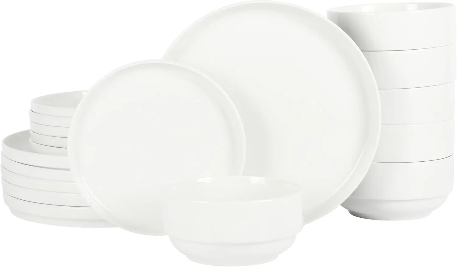 

Штабелируемый комплект из 18 предметов, сервисный на 6 человек, набор белых фарфоровых тарелок и мисок