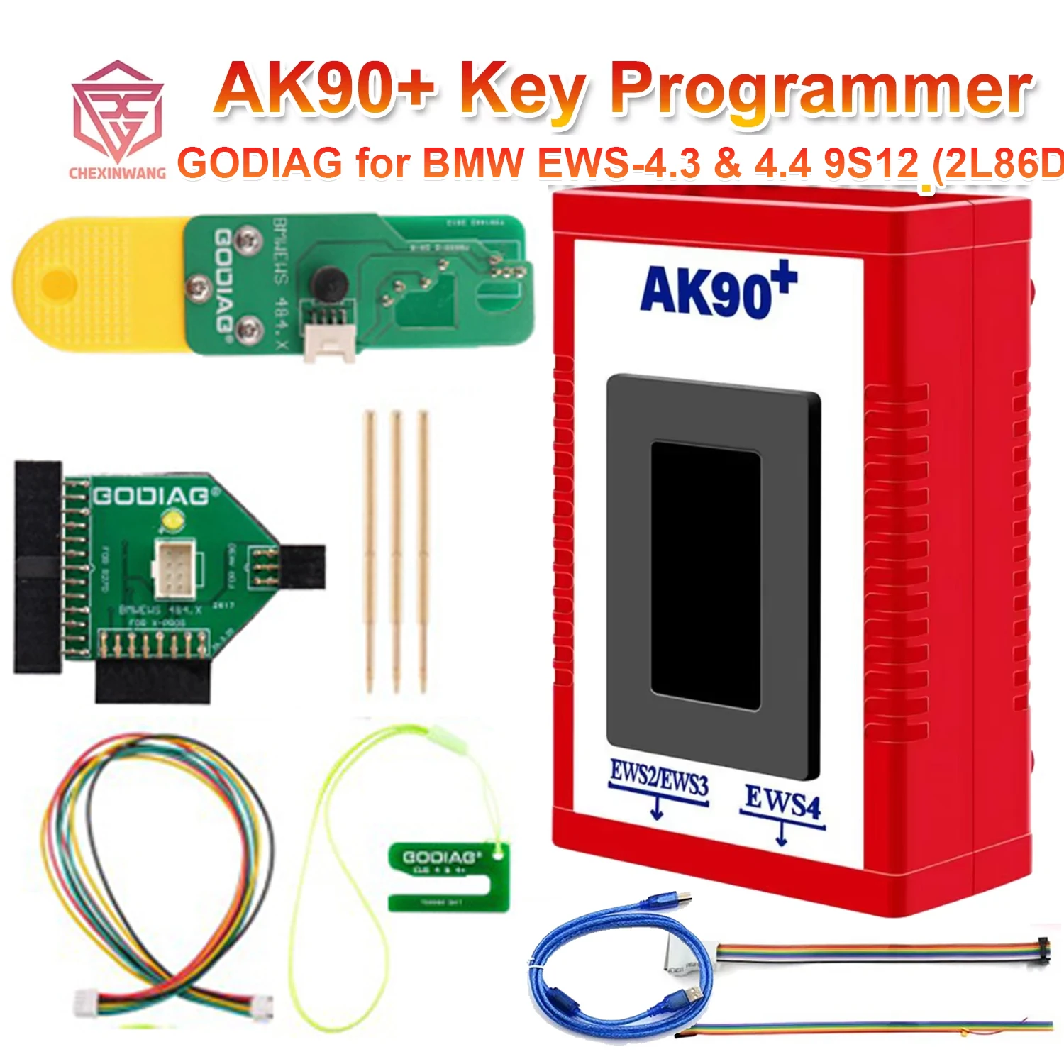 AK90+ with GODIAG for BMW EWS-4.3 & 4.4 9S12 (2L86D) Clip Adapter AK90 for BMW Auto Key Programmer Support XPROG-M/ R270