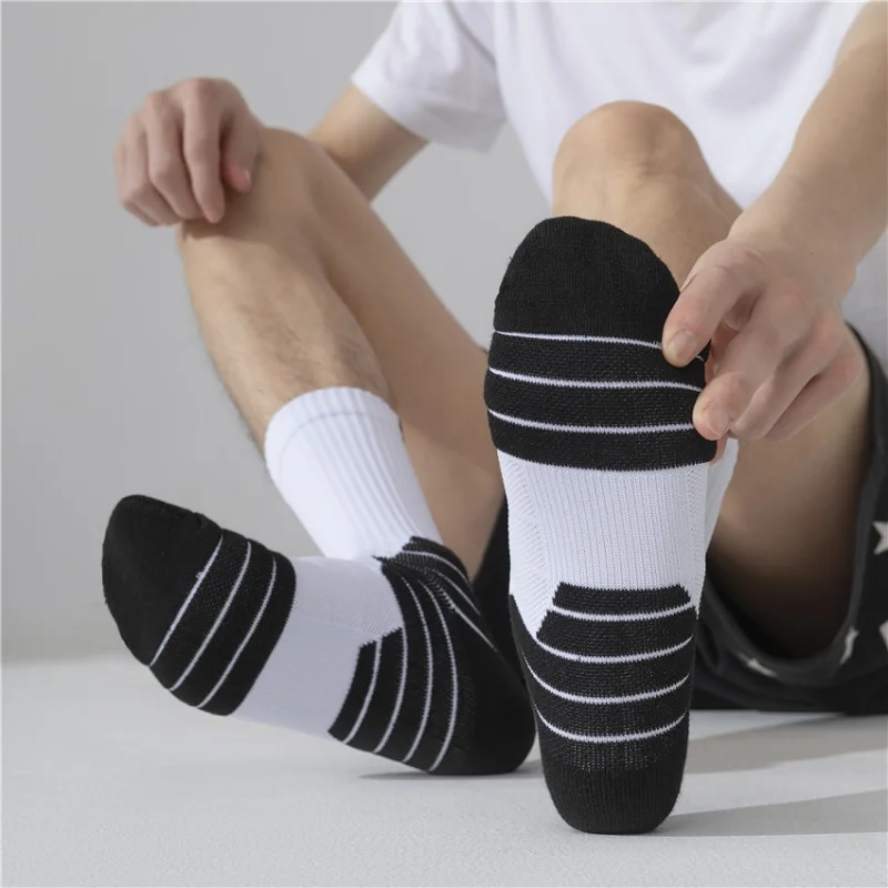 Football Basketball Badminton Socks Men's Mid-Calf Combat Elite Socks High-Top Compression Stockings Athletic Socks Breathable R