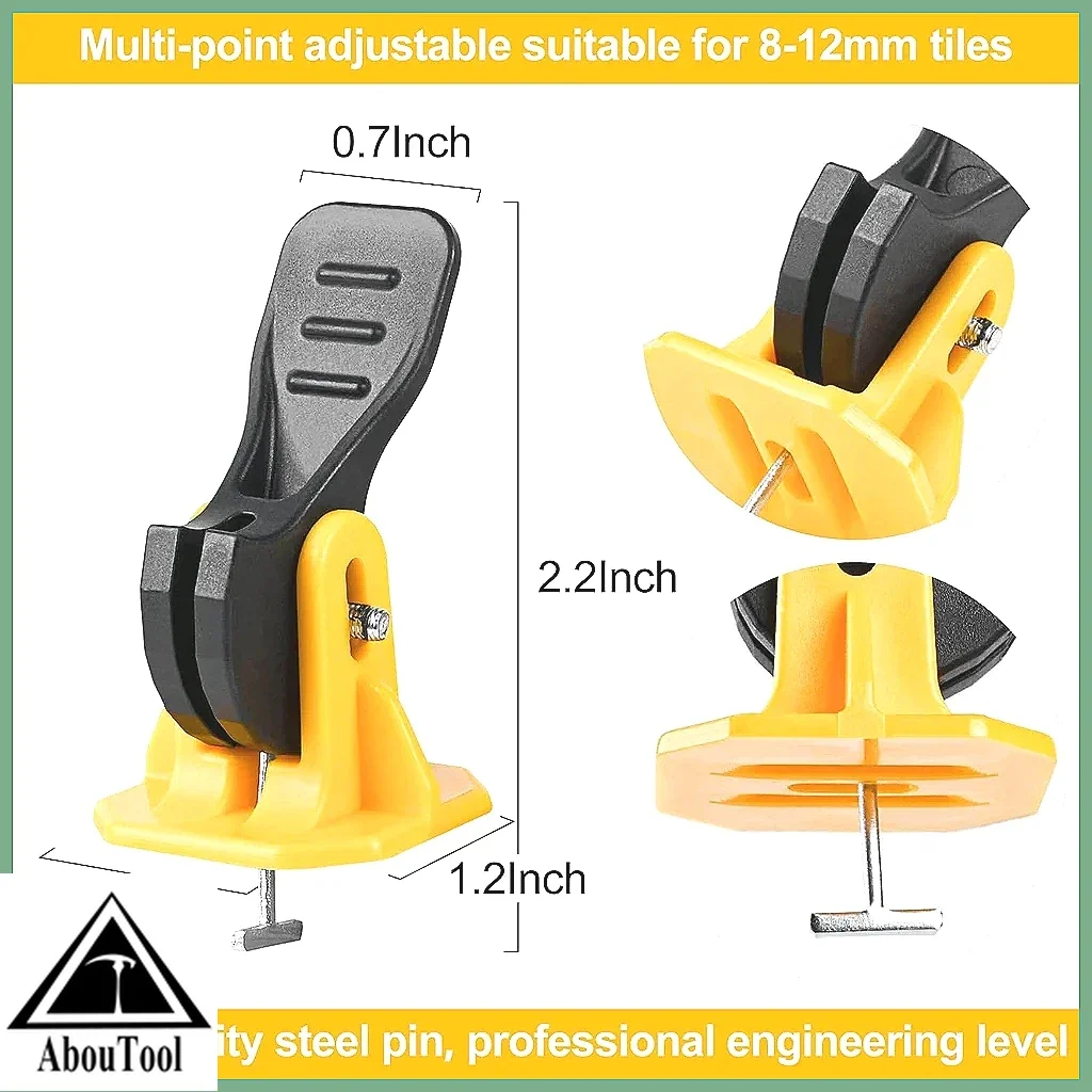 50Pcs Tile Leveling System Clips, Reusable Floor Leveler Adjuster Kit for Ceramic Wall & Floor Laying, Fixing Flat Ceramic Tool