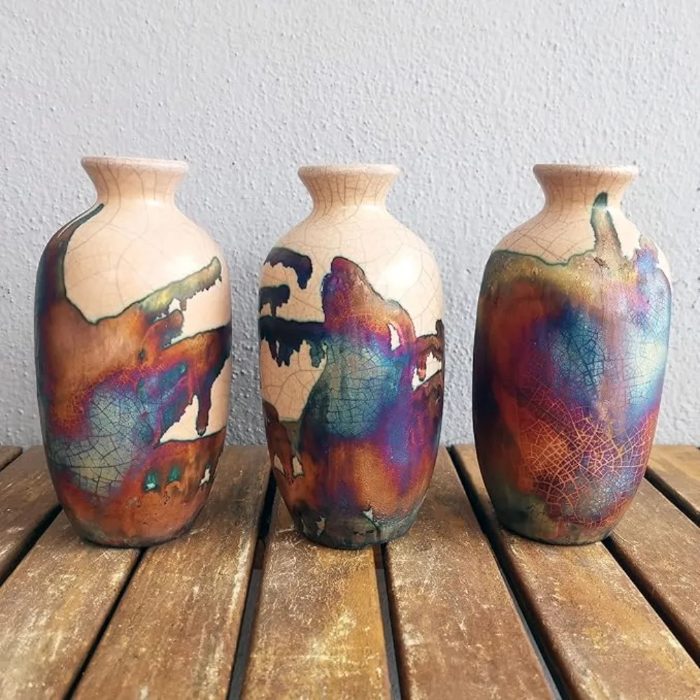 3 Pack 7 inch Handmade Ceramic Vase - Pottery Gifts for Her, Boho, Gift Box, Gift for Mom, Bridesmaid Wedding Gift, Home Décor