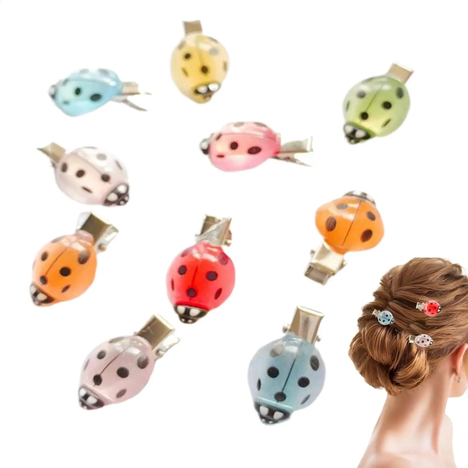 

Hair Clips Cute 10 Pieces Ladybug Clamp Luminous Cute Styling Hair Clips For Teens Kids Girls Date Party Outdoor School Clothes
