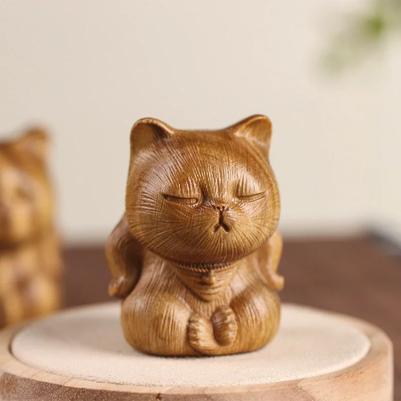 

Ornaments Decoration Sandalwood Cat Figurine Sculpture Wood Souvenirs