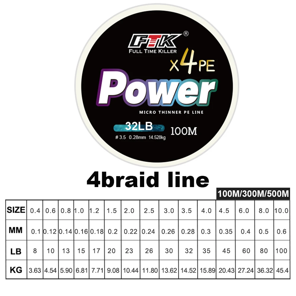 FTK X4/X8 Braided Fishing Line 100m 13-50lb Multifilament PE Braided Line Cord Snood for Pike Bass Fishing Line Accessories