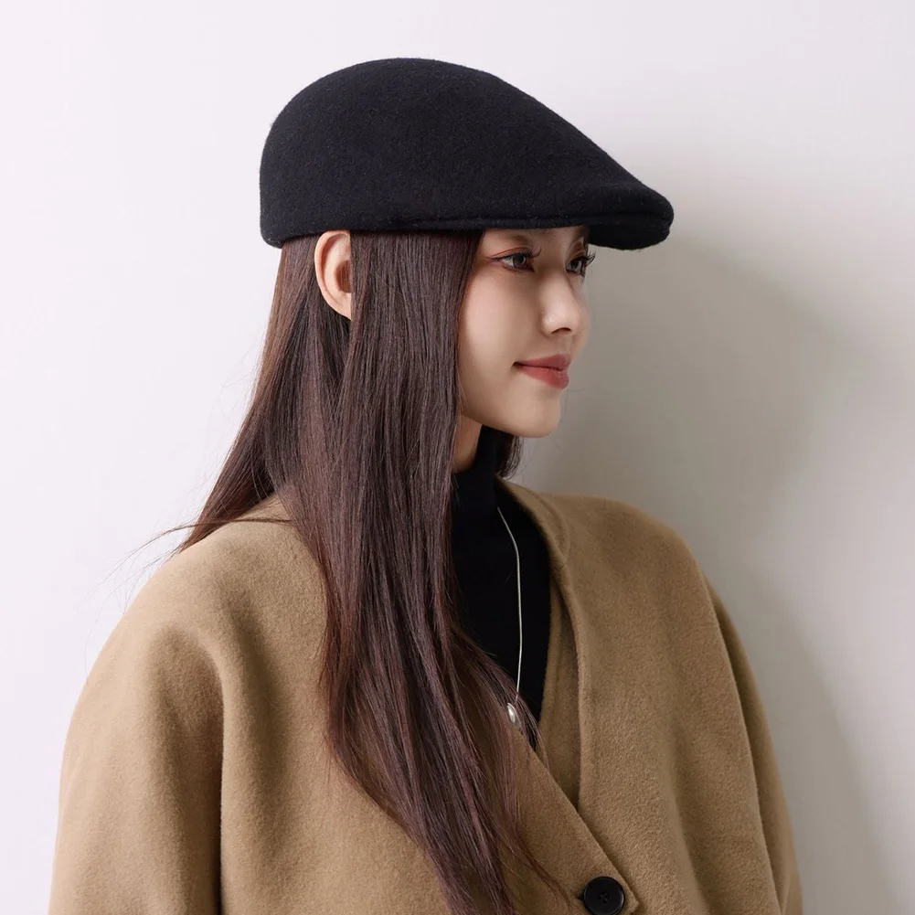 

Роскошная шерстяная фланелевая шапка художника для женщин, ретро вычурная шапка для похудения лица, теплый осенне-зимний модный головной убор