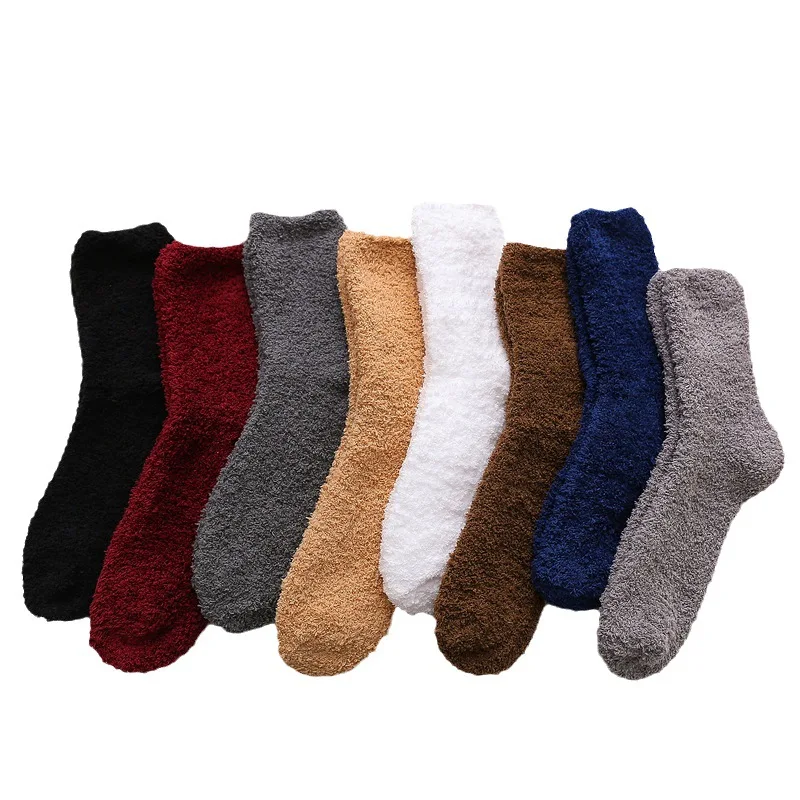 Verdickte Winter koralle Samt Socken Männer Innen boden Plüsch warme Socken einfarbig kälte feste Korallen Fleece Socken flauschige Strümpfe