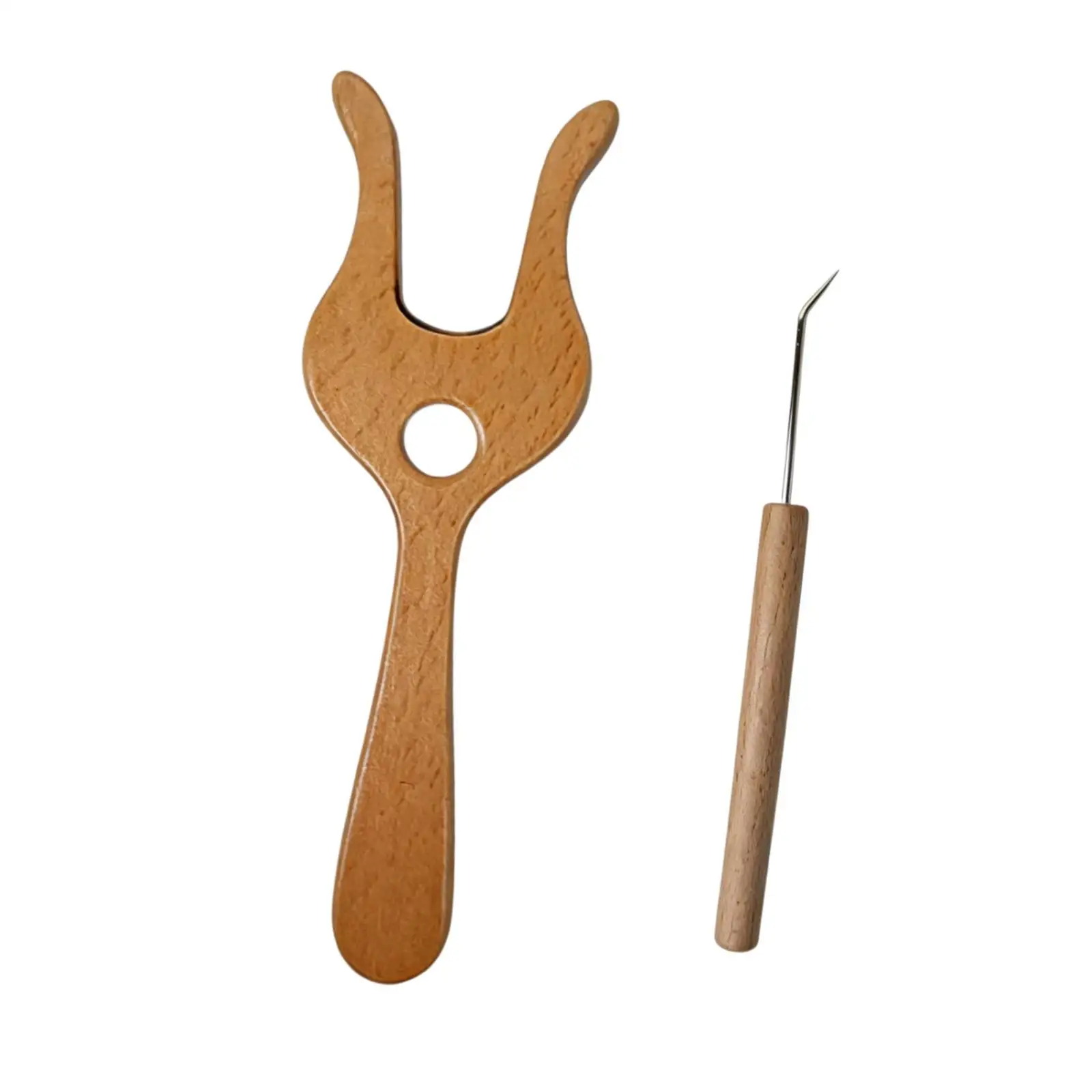 

Knitting Fork and Curved Pin Kit, Multipurpose Braiding Tool Wood Weaving Tools for Necklace Crocheters, Bracelet Cord Making