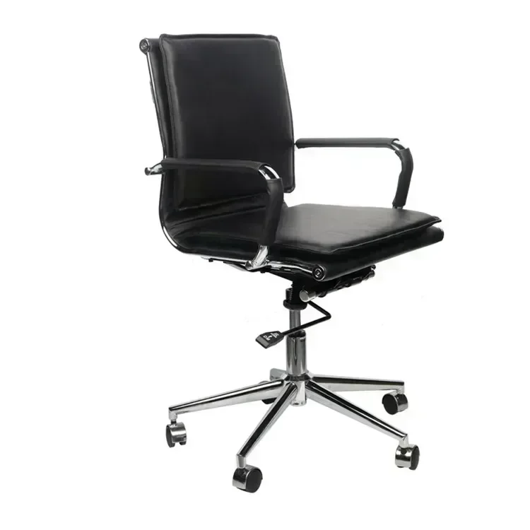 

l # Most Reasonable Price PU Leather Conference Chair Metal Chrome Base Office Meeting Chairs Adjustable Headrest Chair