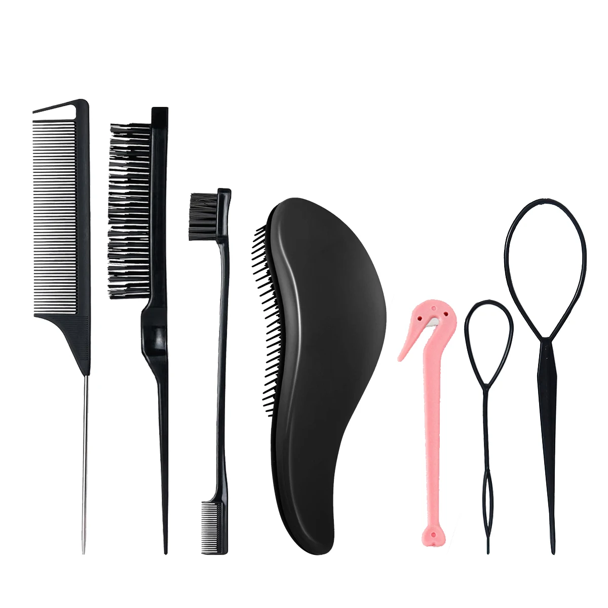 7pcs professional hair styling set, scalp massage and cleaning, suitable for both dry and wet hair, special for real hair wigs