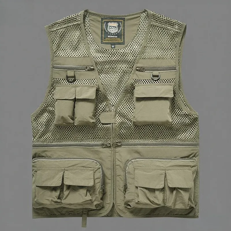 

Men's Vest Tactical Outdoor Webbed Gear Coats Summer Fishing Waistcoat Mens Tool Multi-Pockets Mesh Work Sleeveless Jackets Male