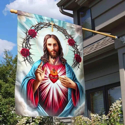 The Sacred Heart of Jesus Religious Flag Graden Flag XXH LLP LLX uui