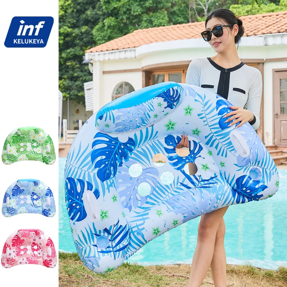 2026 New Inflatable Turtle Leaf U Shape Floating Row Swimming Pool Lounge Chair Hammock With Cup Holder For Adults