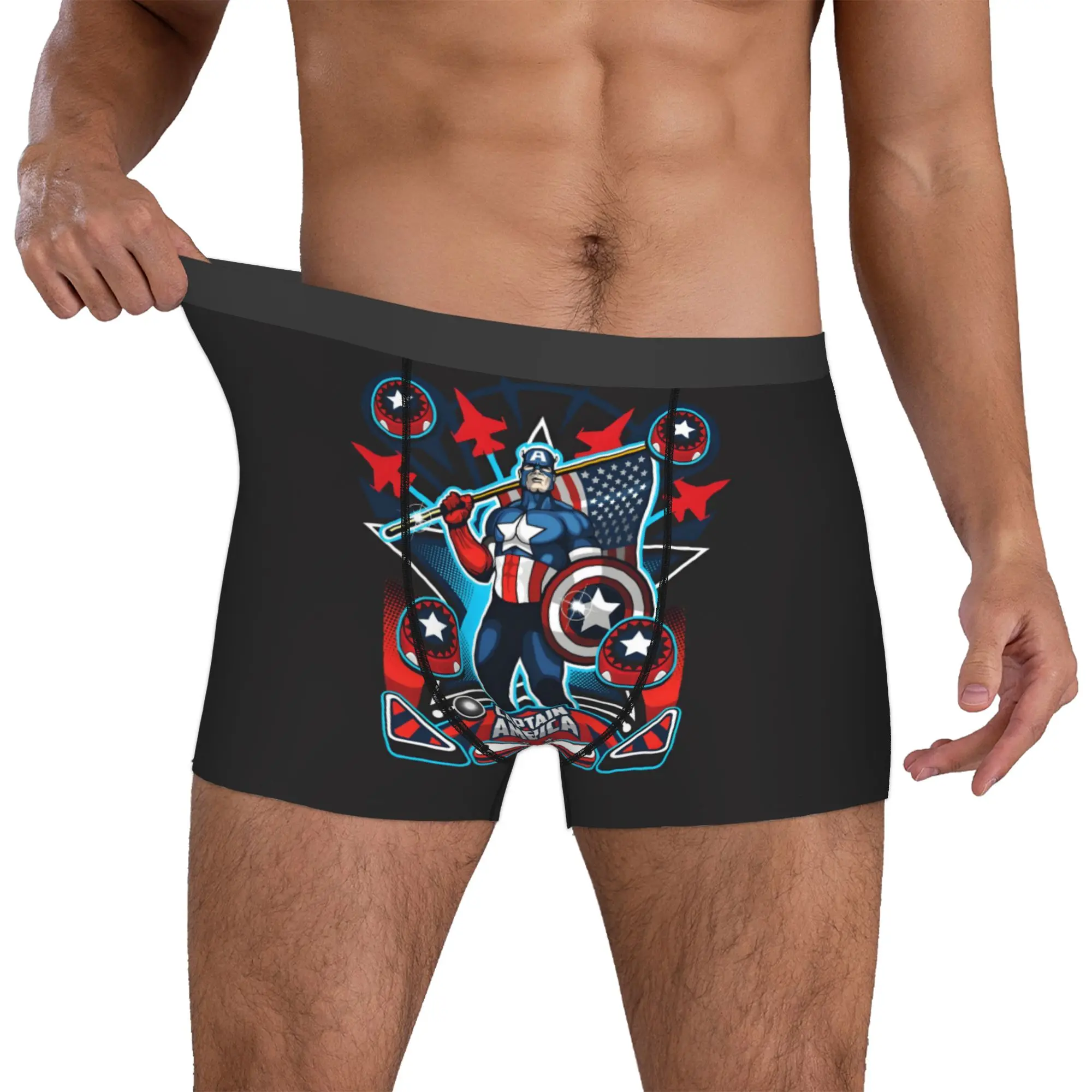 

Custom Captains AnimeAmericas Underwear Male Printed Superhero Boxer Shorts Panties Briefs Breathable Underpants