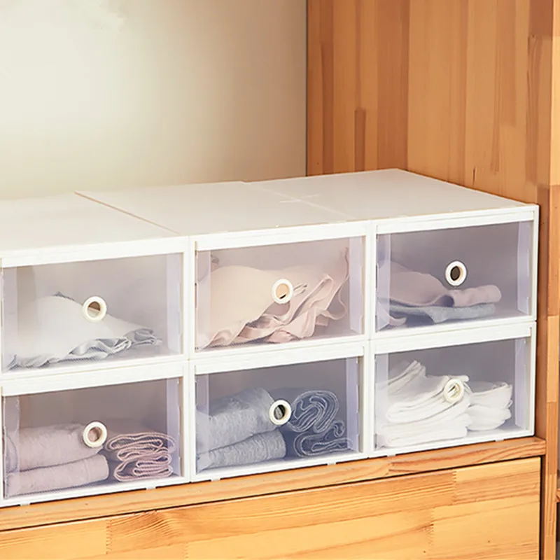 1pcs Foldable Box Transparent Plastic Shoe Rack Storage Stackable combination shoe cabinet Japanese Flip Drawer shoe organize