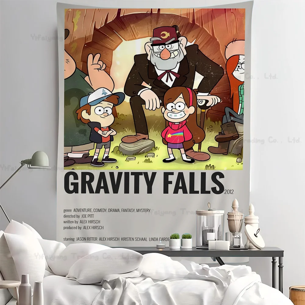 Cartoon G-Gravity F-Falls Printed Large Wall Tapestry Hanging Tarot Hippie Wall Rugs Dorm Home Decor