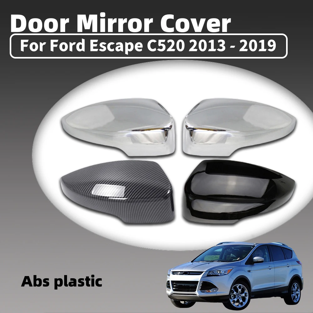 Silver Matte Black Carbon Fiber Abs Plastic Car Door Mirror Cover For Ford Escape C520 2013 - 2019 Car External Decorate