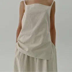 Vintage Literary Cotton And Linen Ladies Camisole French Casual Sleeveless Loose Comfortable Can Be Worn Outside Zipper Tops